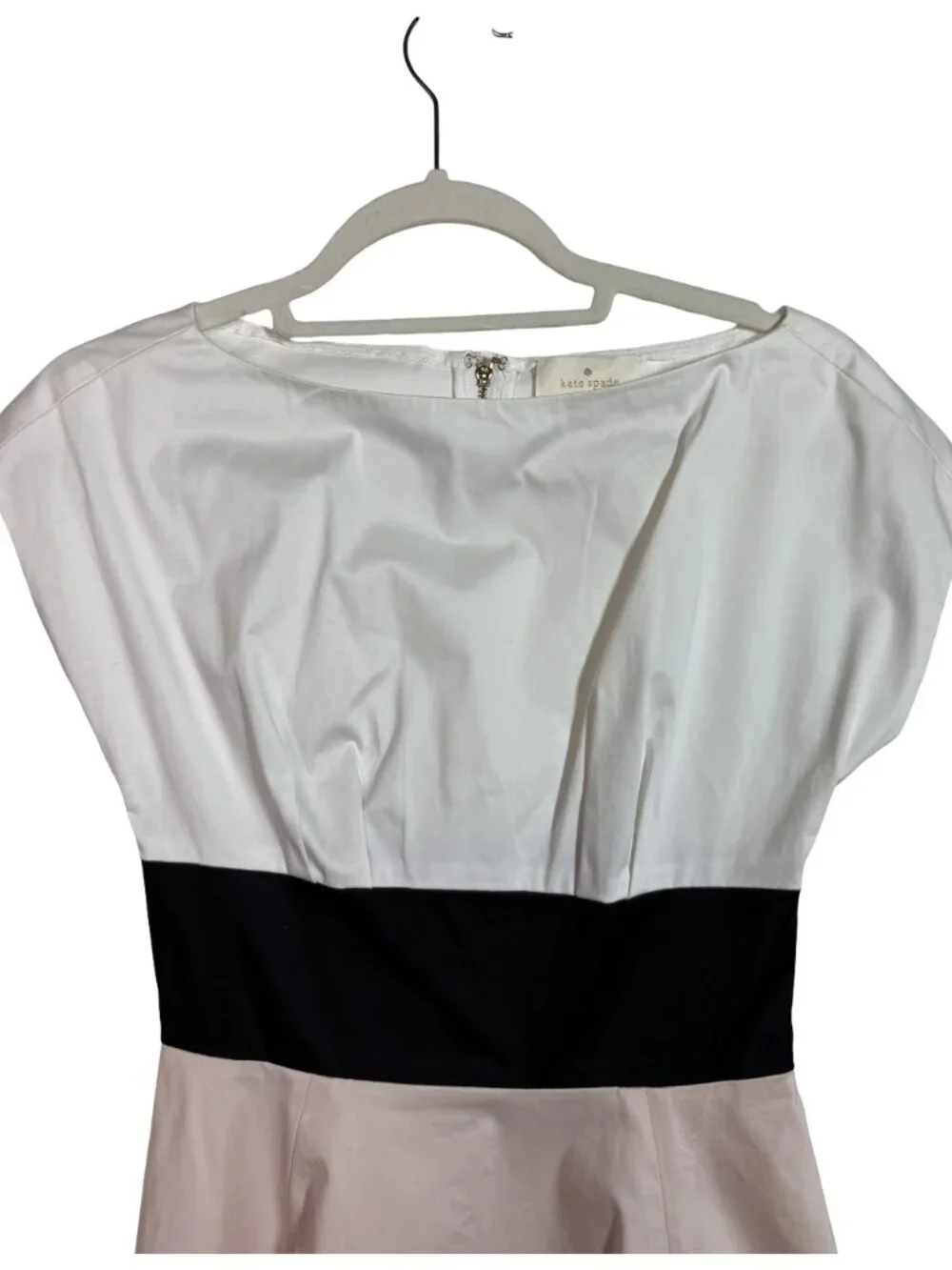 Kate Spade Colorblock Fit & Flare Dress Women White Pink Navy Size 00 XXS Chic
